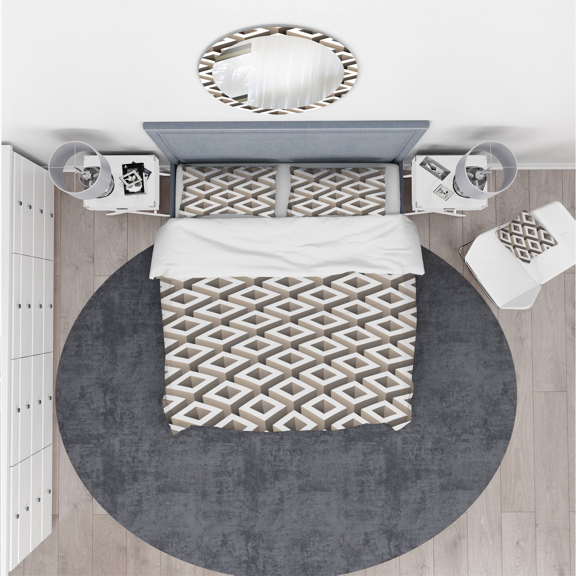 Designart 'Boxes Illustration' Scandinavian Bedding Set